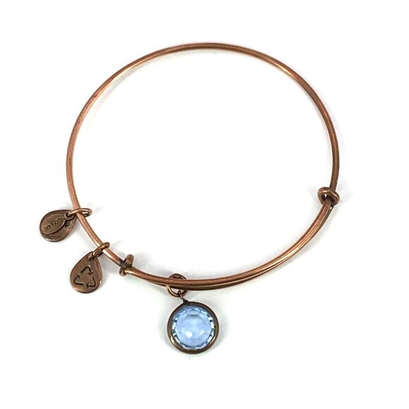 Alex and Ani Aquamarine March Birthstone Charm Bracelet Copper 2"- 3.5" - Picture 1 of 2